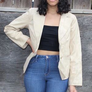 Vintage Y2K Cream Leather Snake Print Coat 🧥 🐍